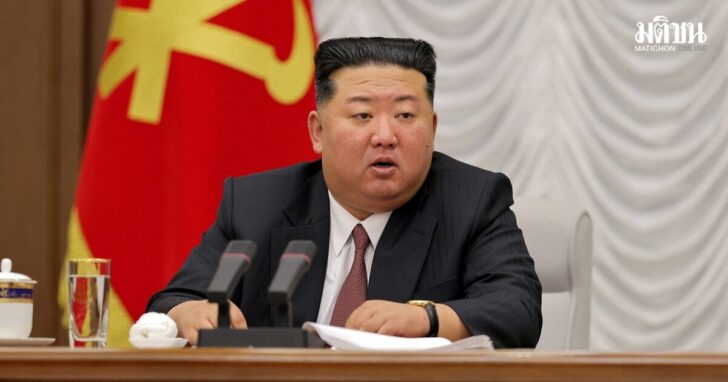 North Korean leader Kim Jong Un speaks during an enlarged meeting of the ruling Workers' Party's Central Military Commission