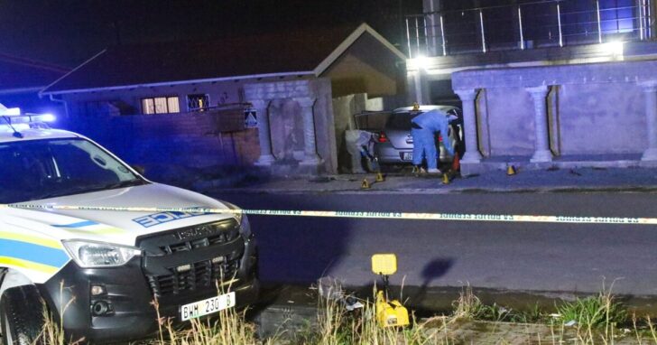 A forensic pathology vehicle is parked outside the home of former two-weight world boxing champion Zolani Tete following a fatal shooting in Mdantsane