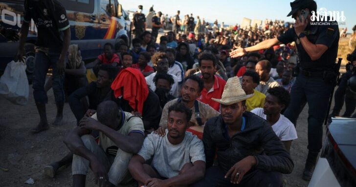 Mass crossings of migrants on foot and by sea from Morocco into Spanish territory, in Ceuta