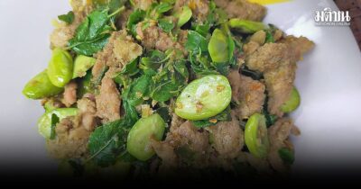 หมูผัดป่า เผ็ดร้อนใบกะเพราทุ่ง