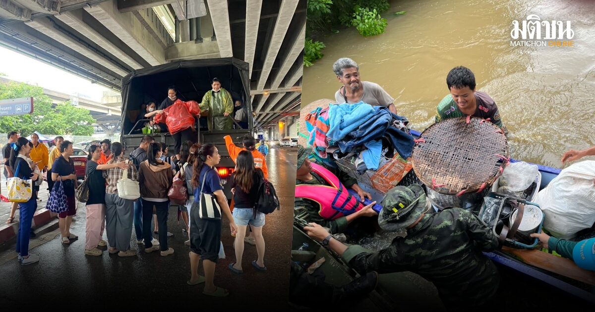ทหาร พล.ร.2 รอ.ระดมกำลังช่วยชาวปราจีนฯ-นนท์ ขนย้ายผู้ประสบภัย เปิดค่ายพักพิง