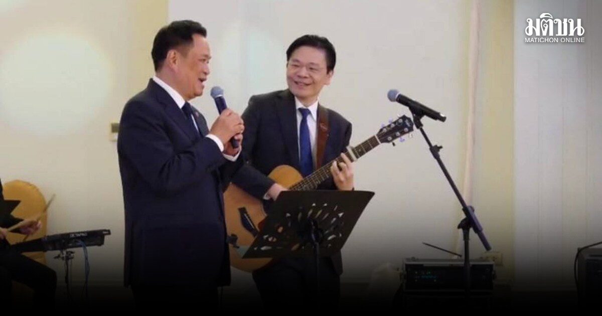 ดินเนอร์ชื่นมื่น อนุทิน โชว์ร้องเพลง Let it be และ Blowin’ in the Wind นายกฯสิงคโปร์ ร่วมเล่นกีตาร์