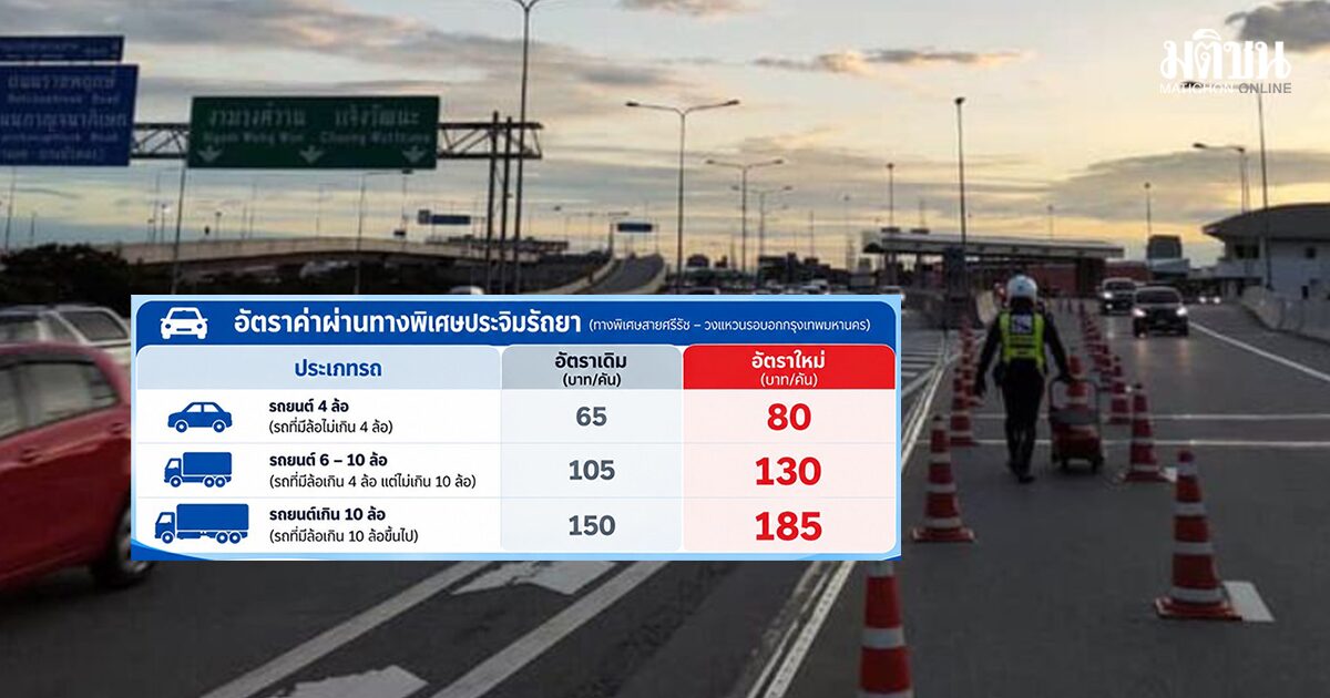 กทพ.หารือ BEM ลดผลกระทบ ก่อนขึ้นค่าผ่านทางประจิมรัถยา 15 ธ.ค. ย้ำขึ้นตามสัญญาสัมปทาน
