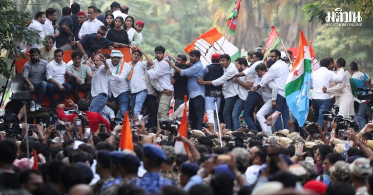 Opposition parties march to the Supreme Court in protest against a controversial revision of voter lists that has sparked days of unrest, in New Delhi