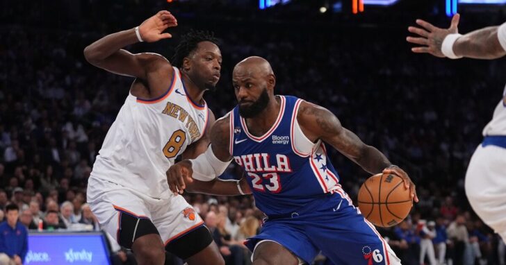 APTOPIX 76ers Knicks Basketball