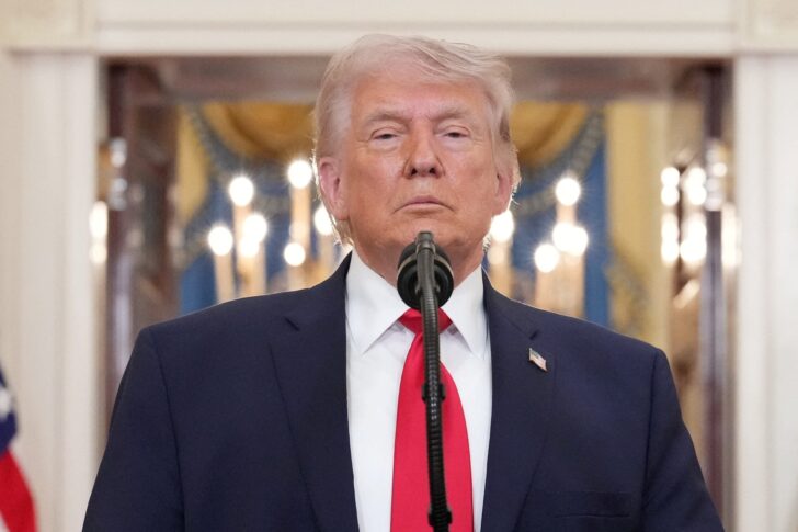 U.S. President Donald Trump delivers an address to the nation about the Iran war at the White House in Washington
